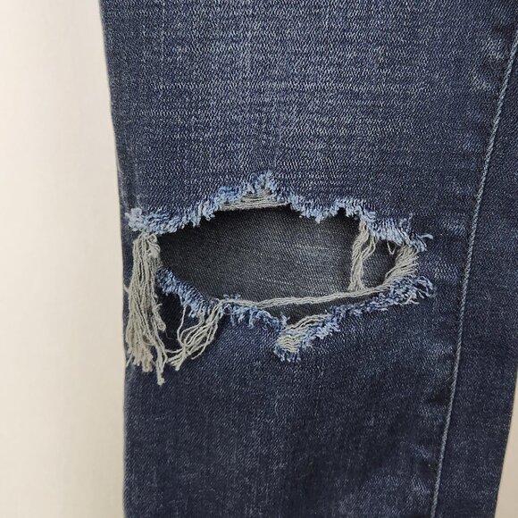 Good American Good Waist Crop Skinny Jeans Distressed Ripped Knees sz 2/26 - Picture 6 of 12